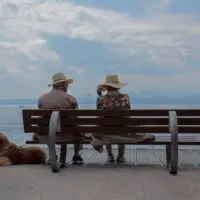 Elderly couple on bench