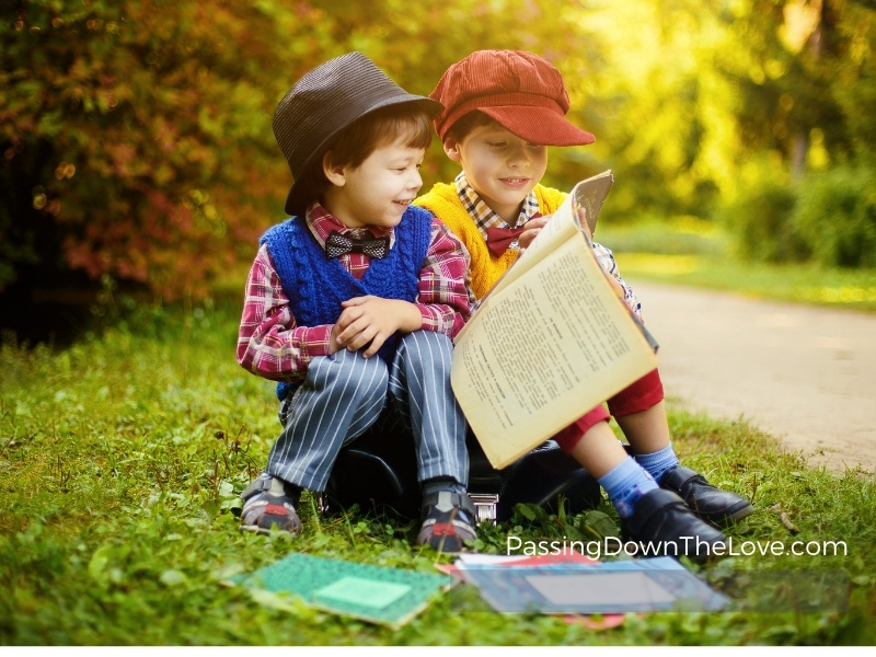 young boys reading