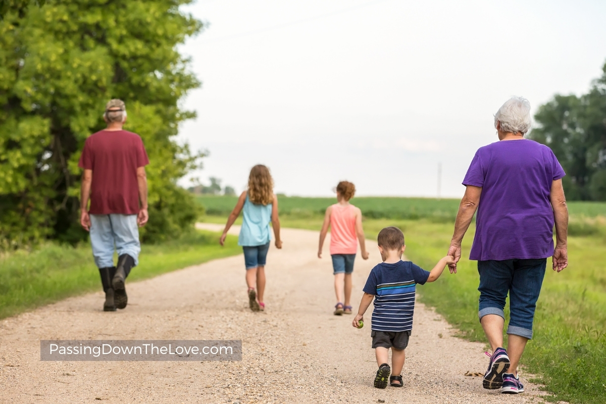 Kids and Grandparents walking