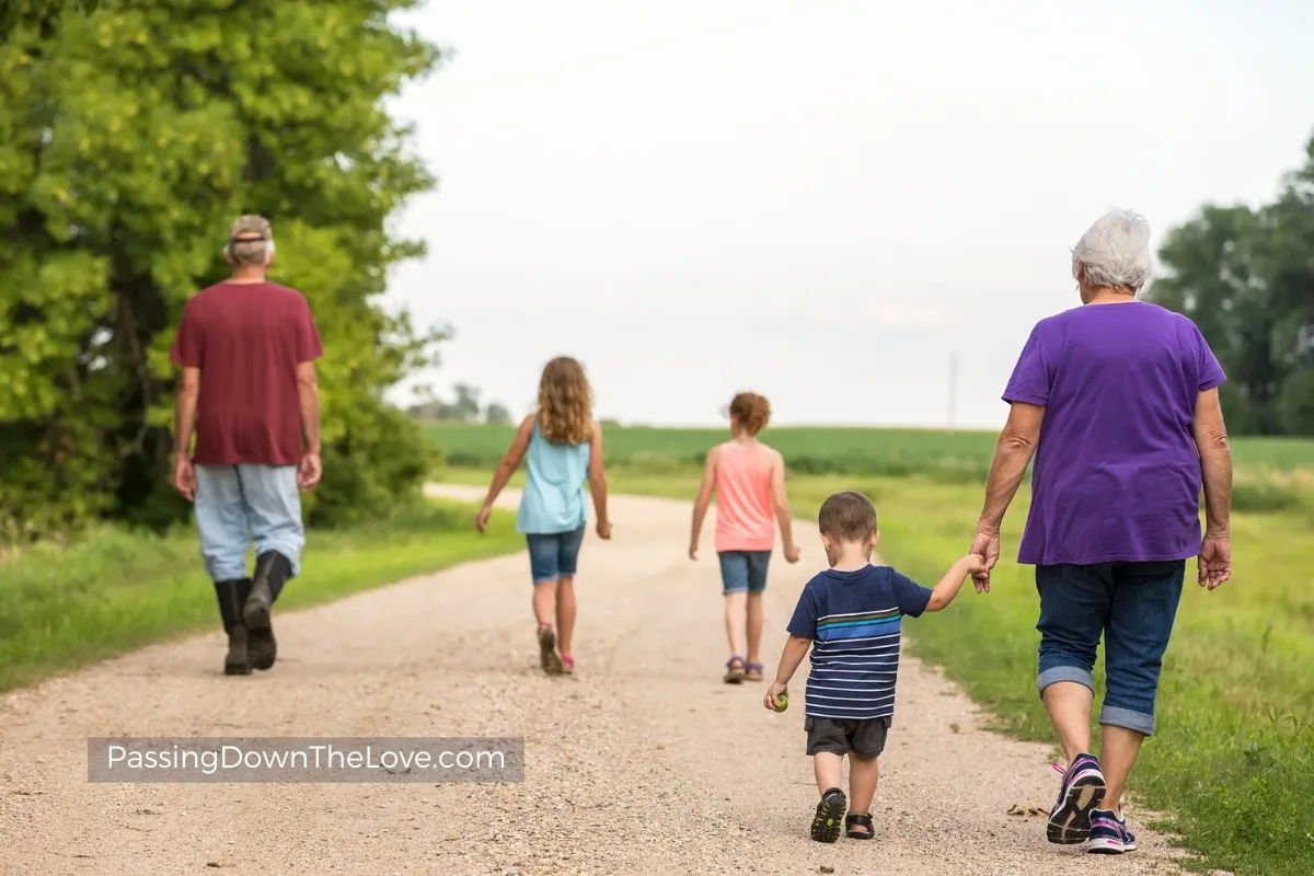 Kids and Grandparents walking