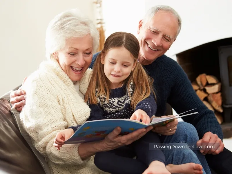 Grandparents and grandchild reading