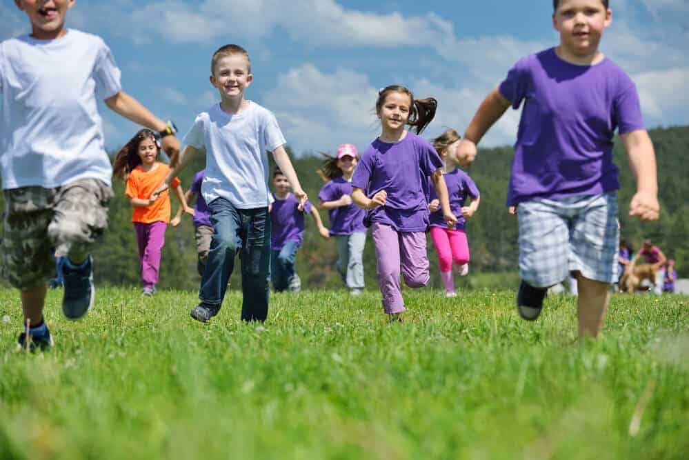 children playing yard games