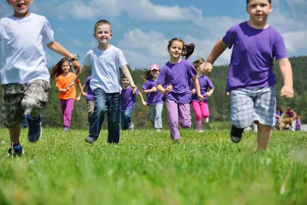 children playing yard games