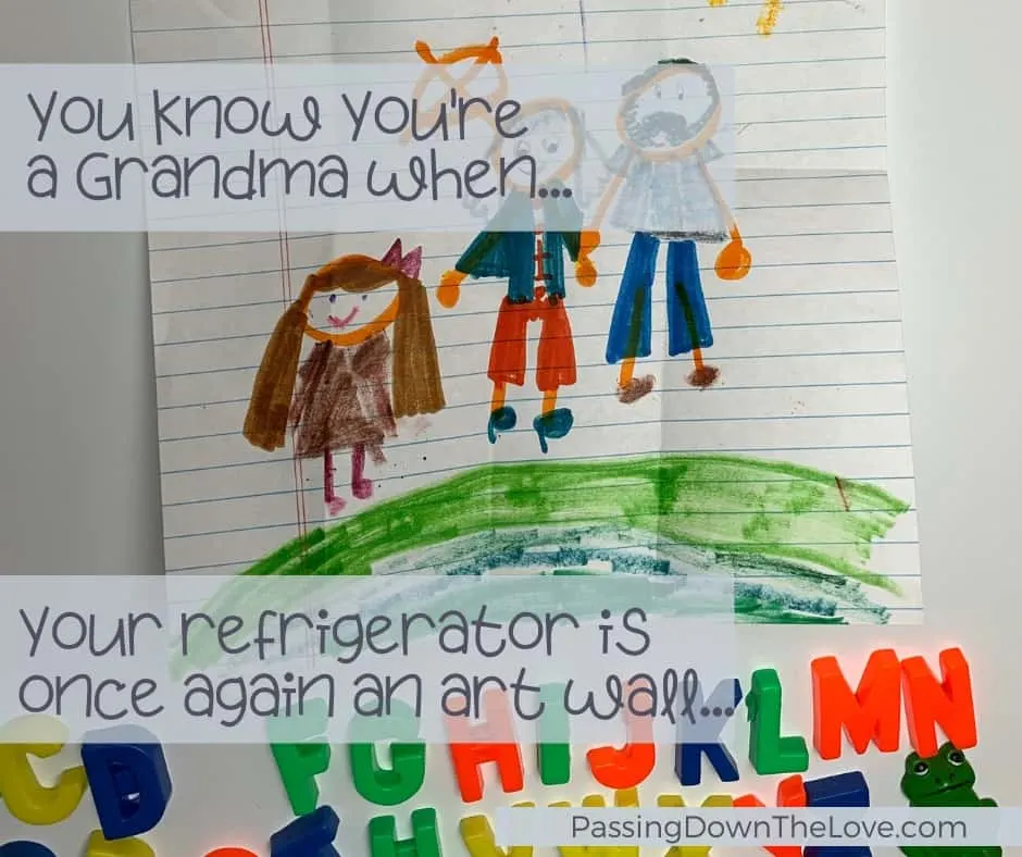 Kids pictures on the refrigerator