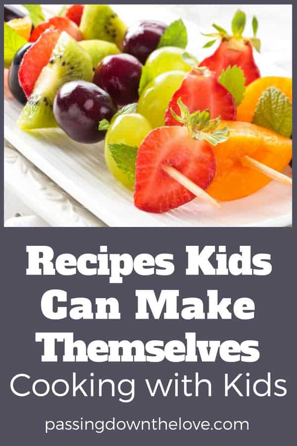Cooking with kids is great fun for them AND you! Here are some recipes kids can make themselves. We had great fun making the banana pops! Kids love making these easy recipes that are yummy and recipes kids can make alone. #cookingwithkids #easyrecipes #kidfriendlyrecipe #loveofcooking