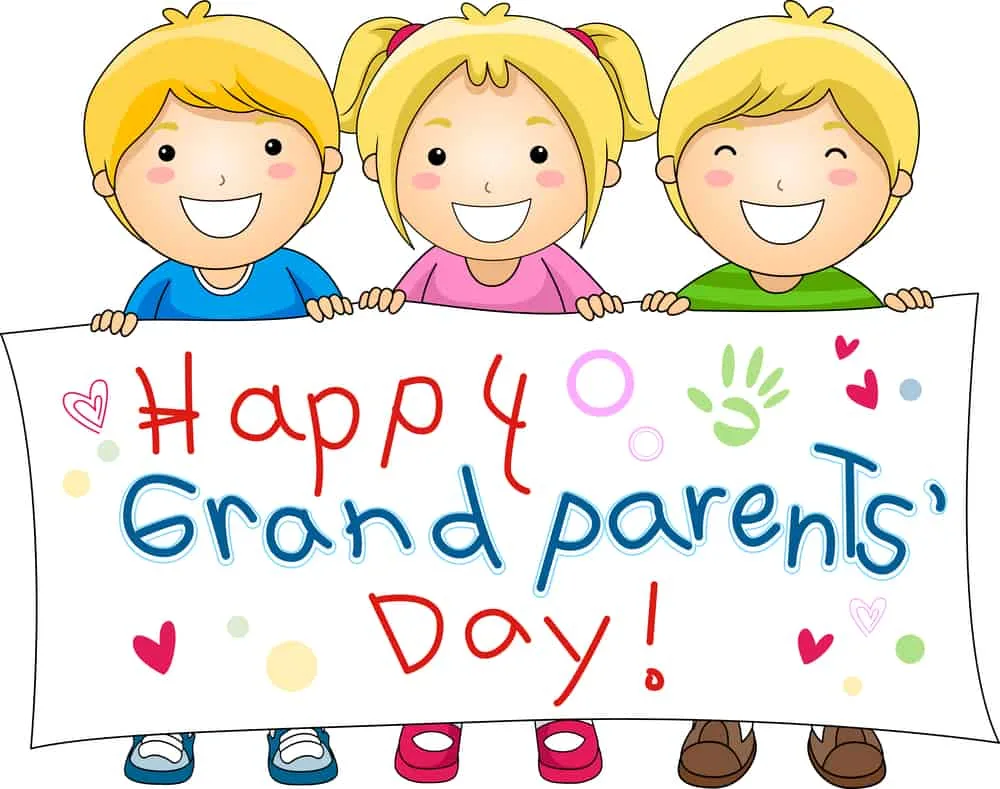 Illustration of Children Holding a Banner with Grandparents' Day Greetings