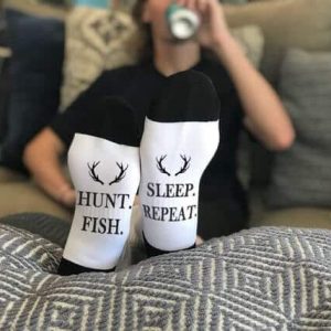 Hunt, Fish, Sleep Repeat Socks