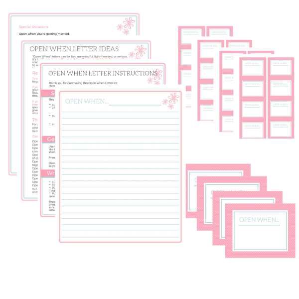 B.  Open When Letter Printables: Pink