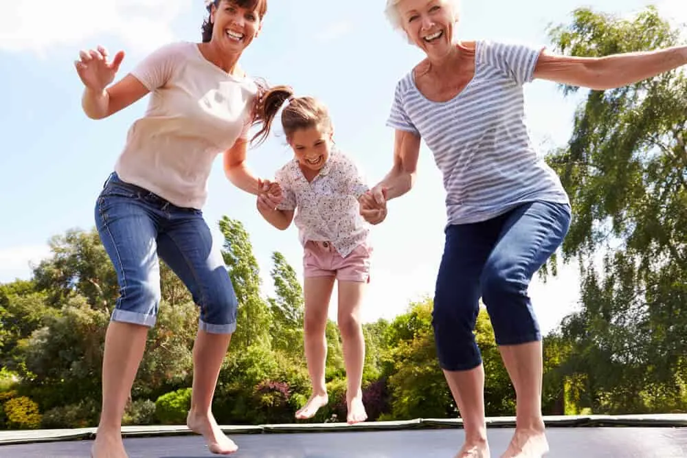 Jumping on trampoline