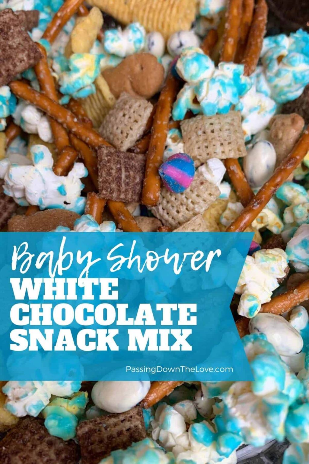 Delicious NutFree Baby Shower Blue or Pink Chex Snack Mix