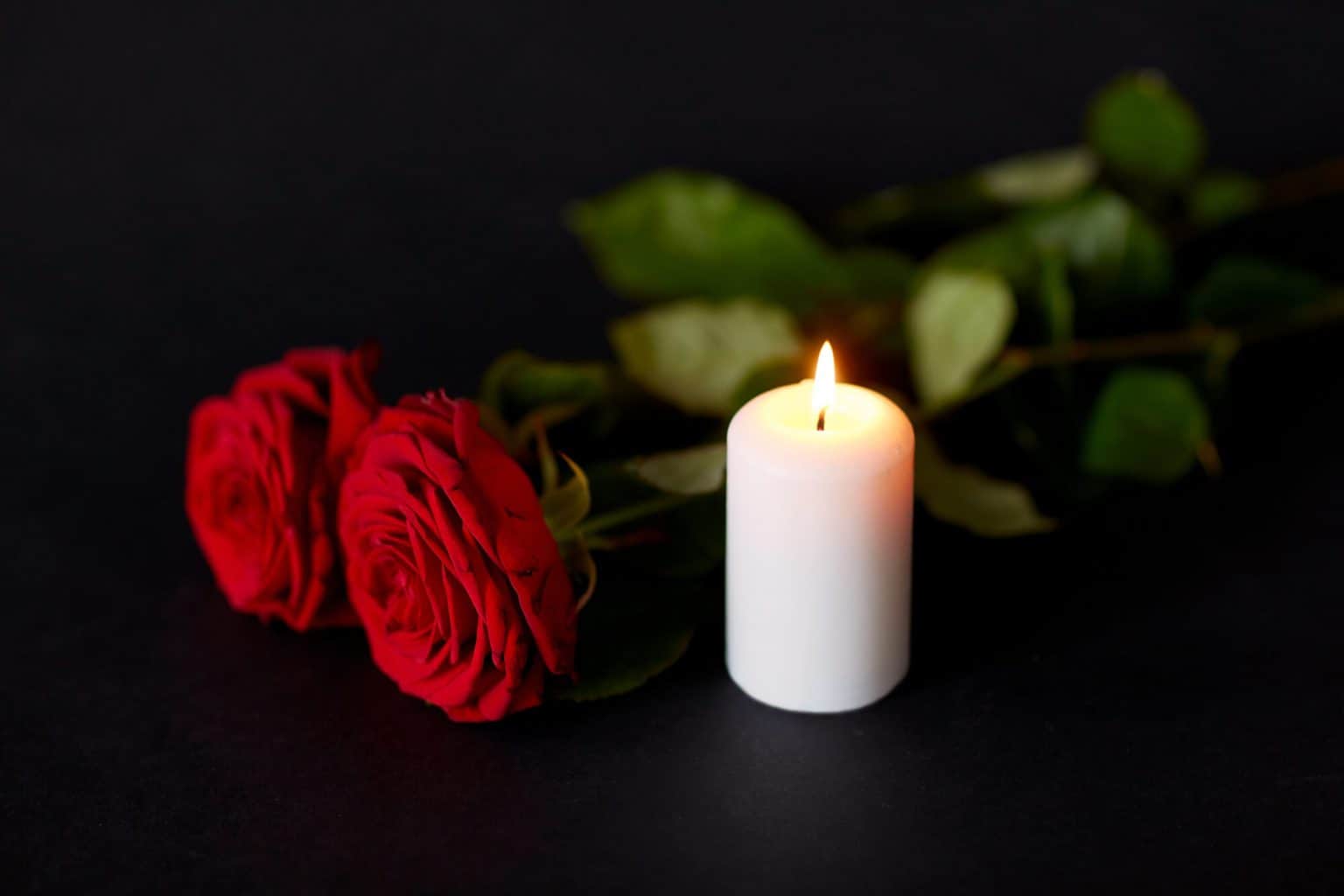 Candle and roses