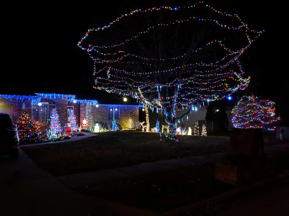 Christmas lights on house