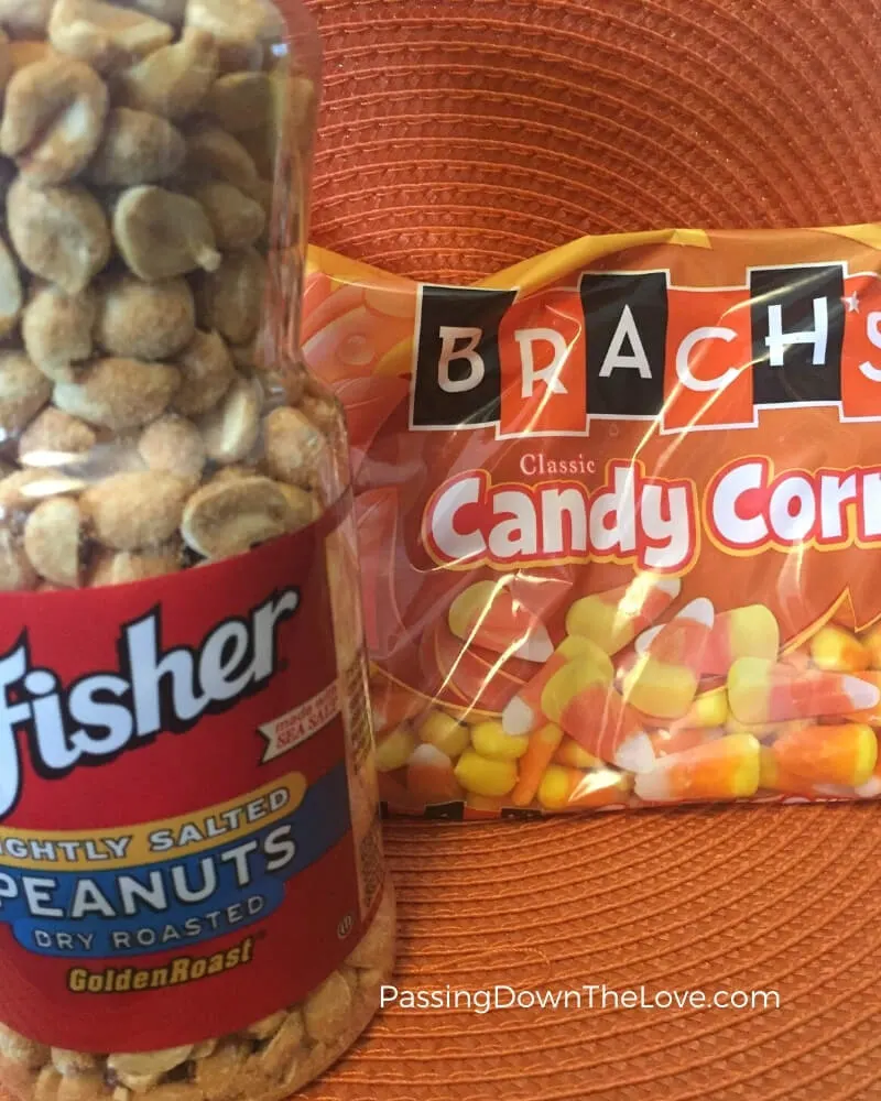 Candy corn and peanuts