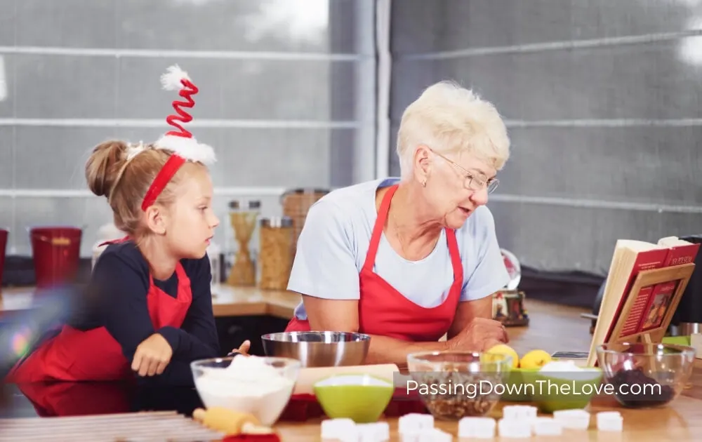 Grandma and granddaughter cooking